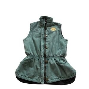 Parelli Natural Horsemanship Green Denim Vest Drawstring Pockets Embroidered S/P